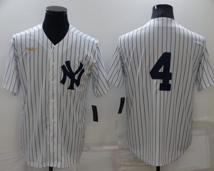 Men's New York Yankees Lou Gehrig #4 White Home Name Jersey
