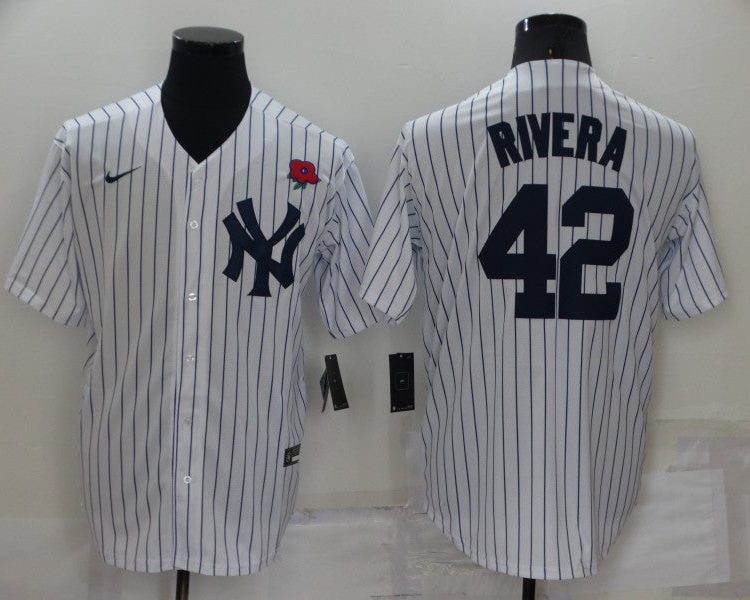 Men's New York Yankees Mariano Rivera #42 White Jersey