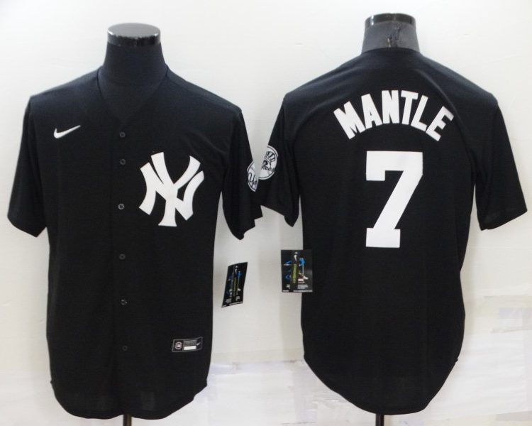 Men's New York Yankees Mickey Mantle #7 Black Baseball Jersey