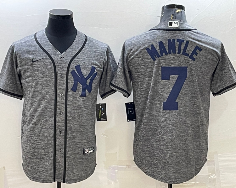 Men's New York Yankees Mickey Mantle #7 Gray Jersey