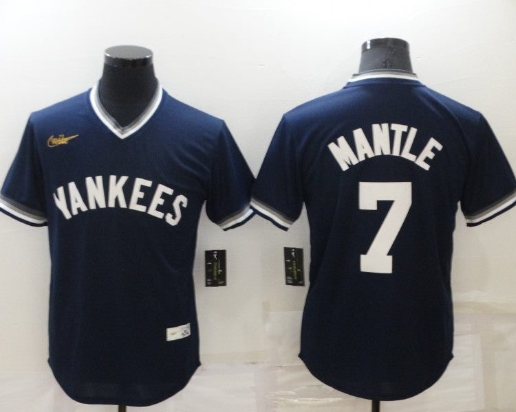 Men's New York Yankees Mickey Mantle #7 Navy Stitched Jersey