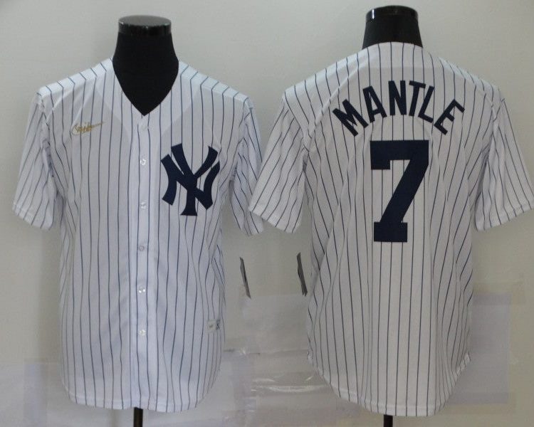 Men's New York Yankees Mickey Mantle #7 White Jersey
