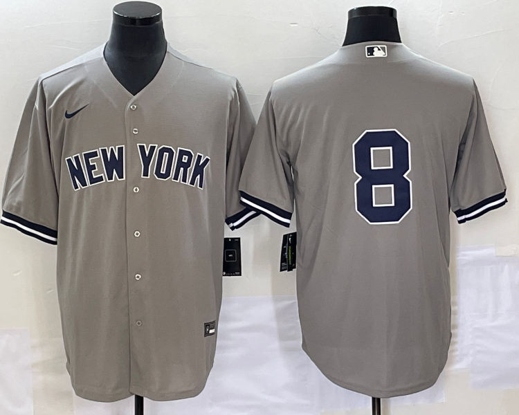 Men's New York Yankees Yogi Berra #8 Gray Name Jersey