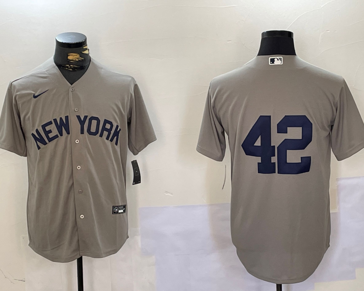 Men's New York Yankees #42 Gray Road 2024 Jackie Robinson Day Elite Jersey