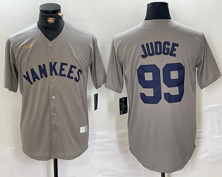 Men's New York Yankees Aaron Judge #99 Gray Road Cooperstown Collection Jersey