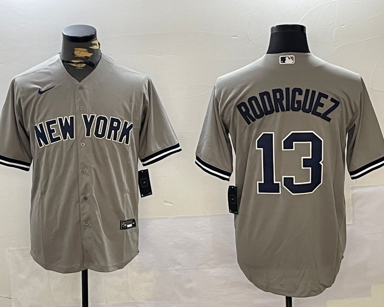 Men's New York Yankees Alex Rodriguez #13 Gray Jersey