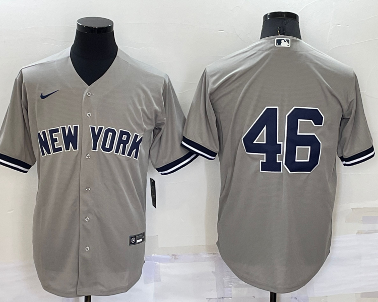 Men's New York Yankees Andy Pettitte #46 Gray Name Jersey