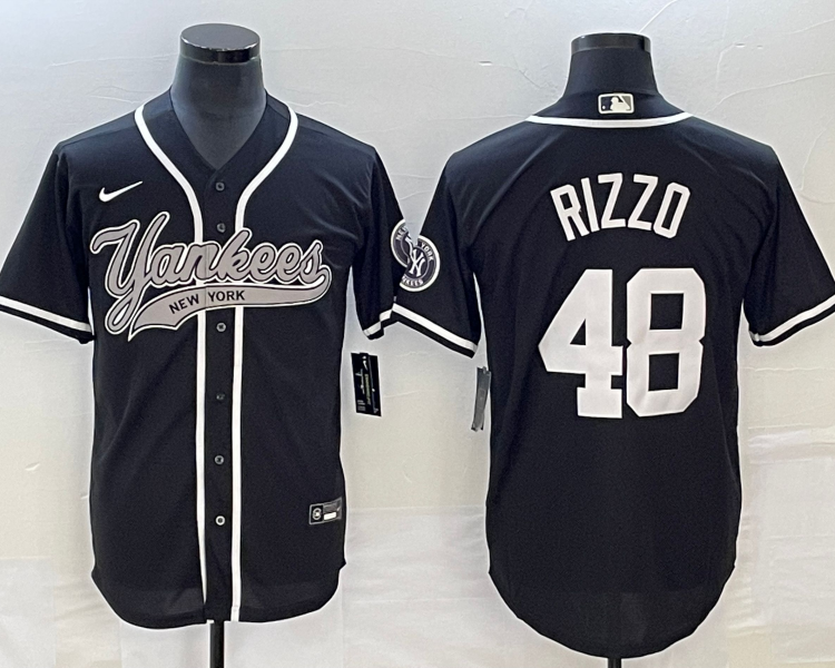 Men's New York Yankees Anthony Rizzo #48 Black Jersey Joint Edition