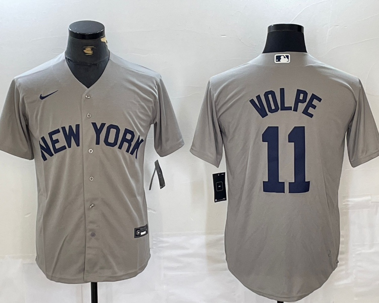 Men's New York Yankees Anthony Volpe #11 Gray Limited Jersey