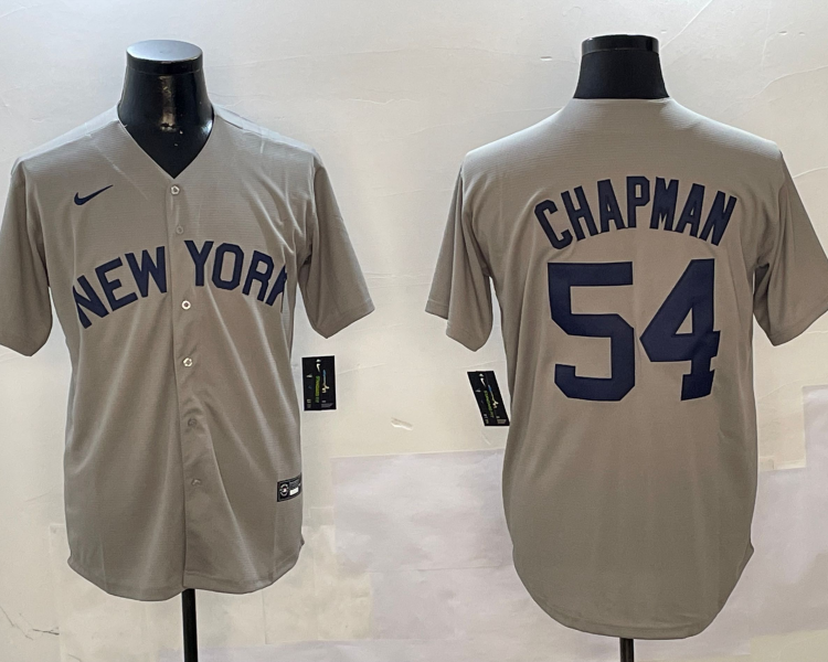 Men's New York Yankees Aroldis Chapman #54 Gray Away Limited Jersey