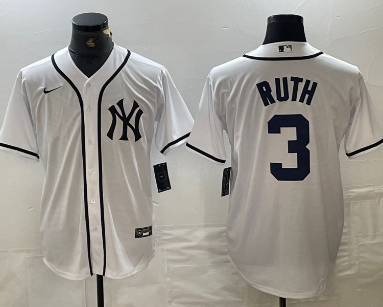 Men's New York Yankees Babe Ruth #3 White Limited Jersey