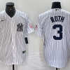 Men's New York Yankees Babe Ruth #3 White Limited Jersey