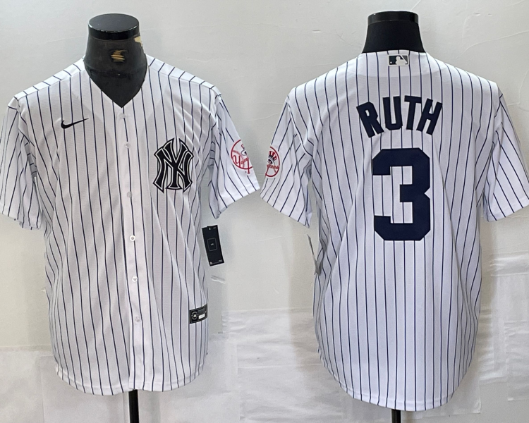 Men's New York Yankees Babe Ruth #3 White Limited Jersey