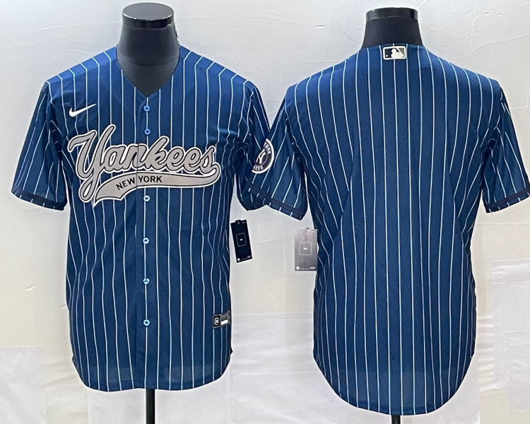 Men's New York Yankees Blue Blank Jersey Joint Edition