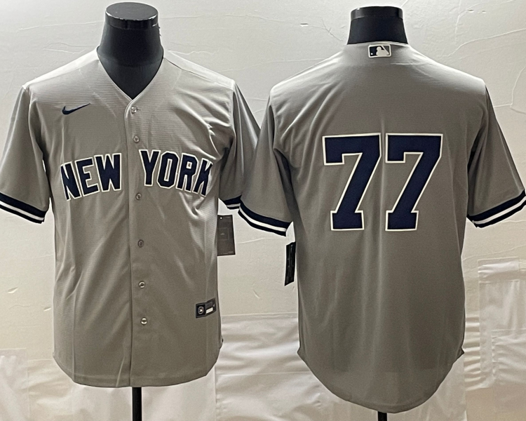 Men's New York Yankees Clint Frazier #77 Gray Name Jersey