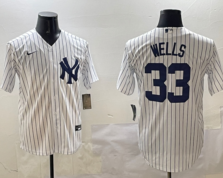 Men's New York Yankees David Wells #33 White Home Jersey