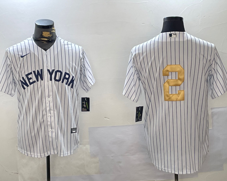 Men's New York Yankees Derek Jeter #2 White Jersey