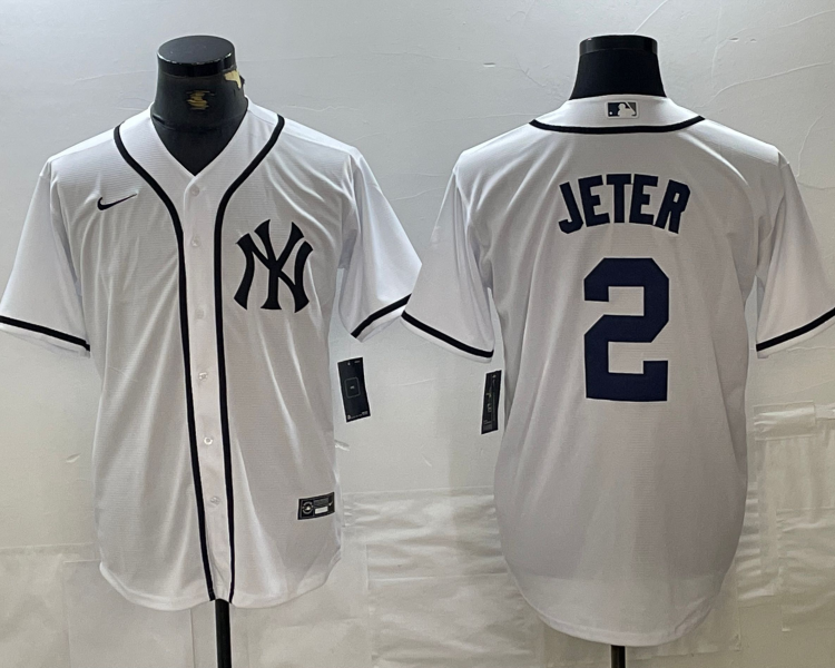 Men's New York Yankees Derek Jeter #2 White Limited Jersey