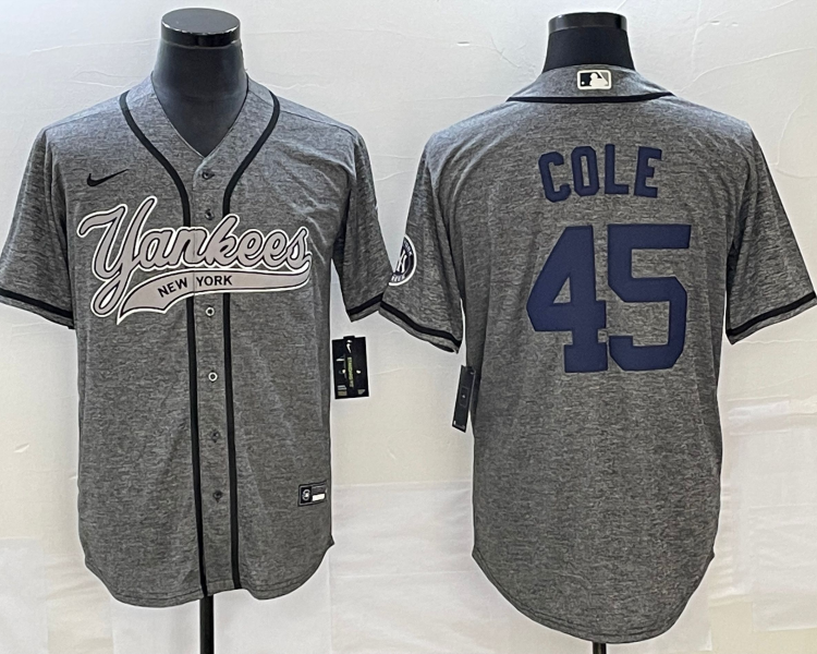 Men's New York Yankees Gerrit Cole #45 Gray Jersey Joint Edition