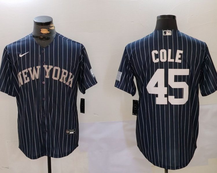 Men's New York Yankees Gerrit Cole #45 Navy Jersey