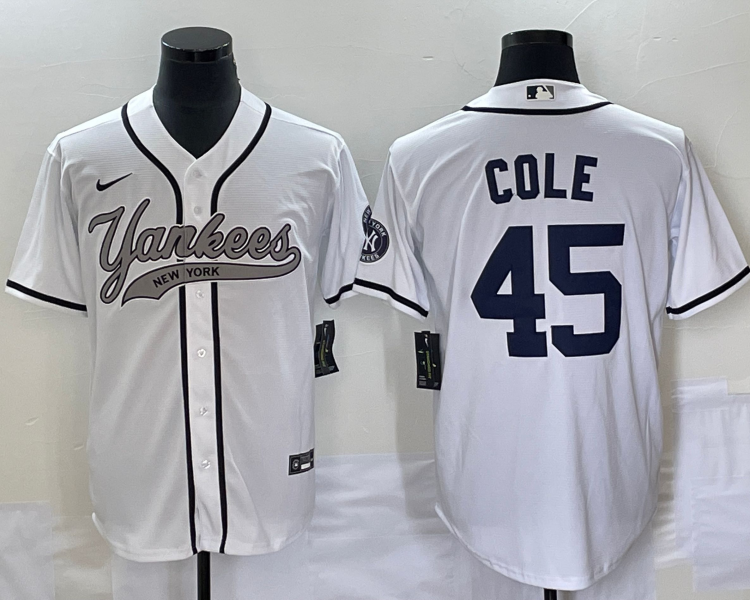 Men's New York Yankees Gerrit Cole #45 White Jersey Joint Edition