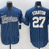 Men's New York Yankees Giancarlo Stanton #27 Blue Jersey Joint Edition