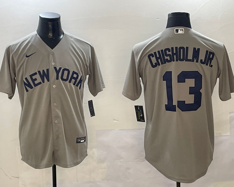 Men's New York Yankees Jazz Chisholm Jr. #13 Gray Away Limited Jersey