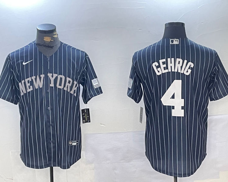 Men's New York Yankees Lou Gehrig #4 Navy Jersey