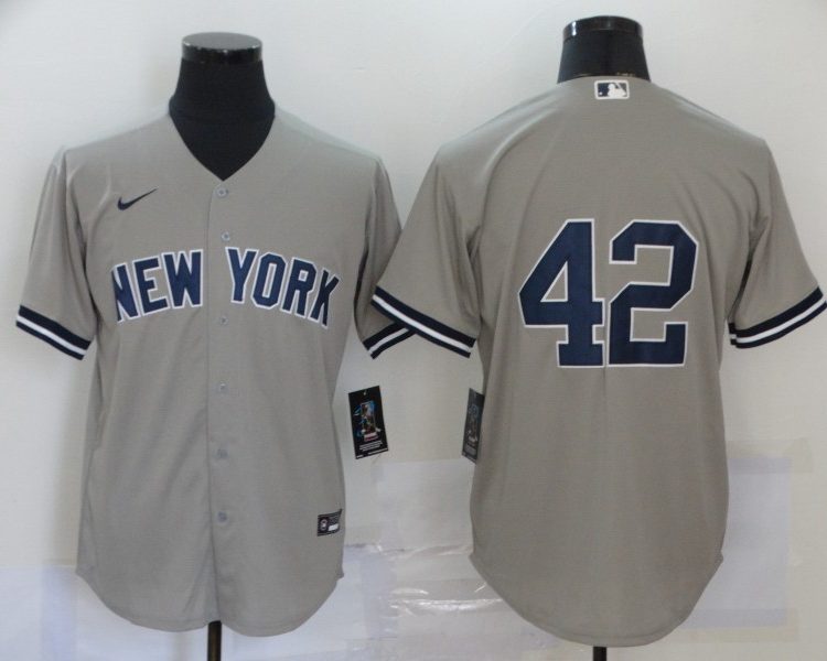 Men's New York Yankees Mariano Rivera #42 Gray Name Jersey