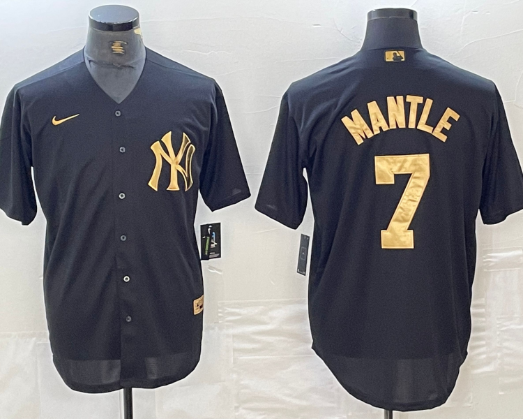 Men's New York Yankees Mickey Mantle #7 Black Limited Jersey
