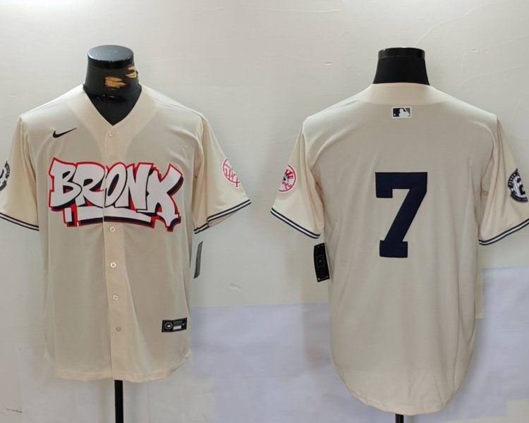 Men's New York Yankees Mickey Mantle #7 Cream Name Jersey