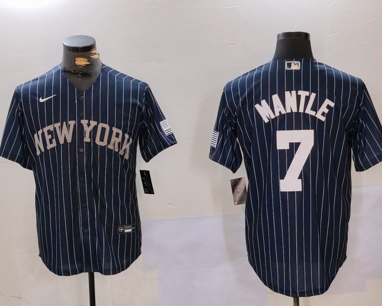 Men's New York Yankees Mickey Mantle #7 Navy Jersey