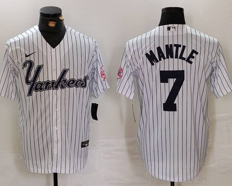 Men's New York Yankees Mickey Mantle White Jersey