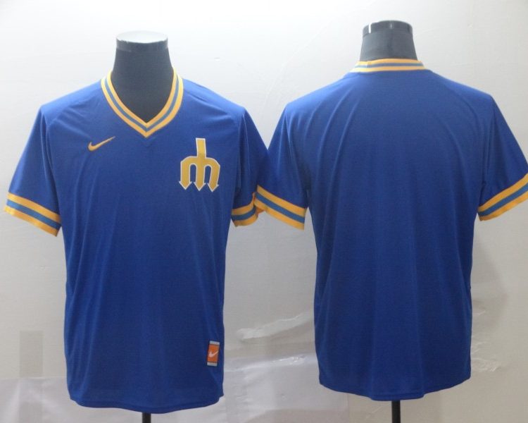 Men's Seattle Mariners Blue Blank Jersey