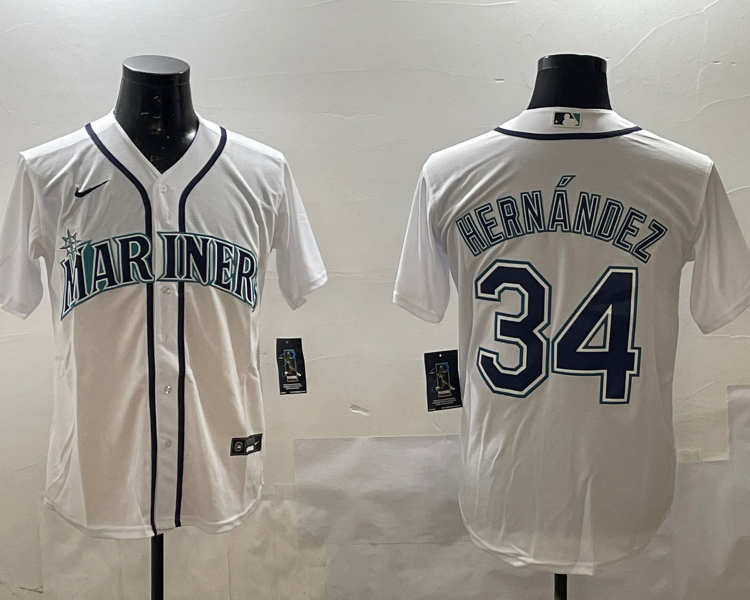 Men's Seattle Mariners Felix Hernandez #34 White Home Jersey