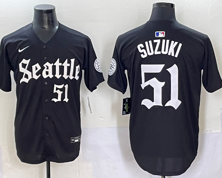 Men's Seattle Mariners Ichiro Suzuki #51 Black Jersey
