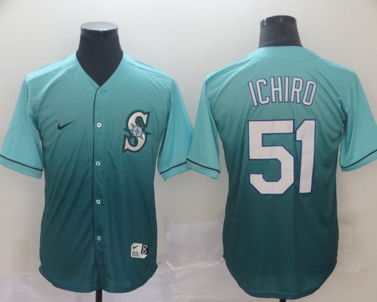 Men's Seattle Mariners Ichiro Suzuki #51 Green gradient Jersey