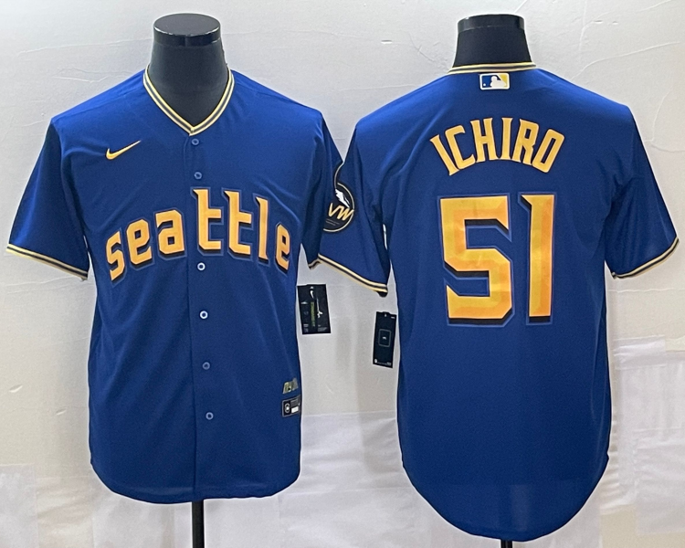 Men's Seattle Mariners Ichiro Suzuki #51 Royal 2023 City Connect Jersey