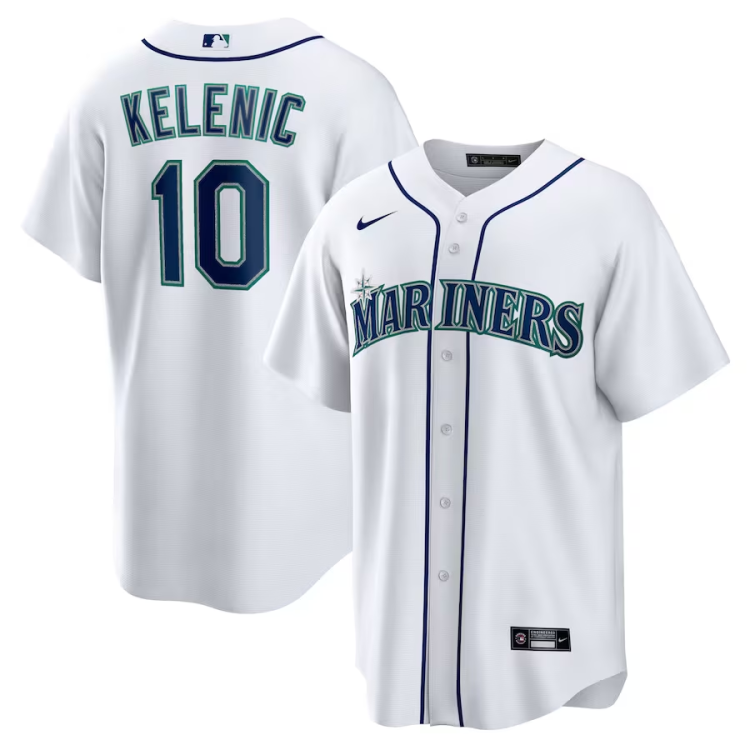 Men's Seattle Mariners Jarred Kelenic #10 White Home Jersey
