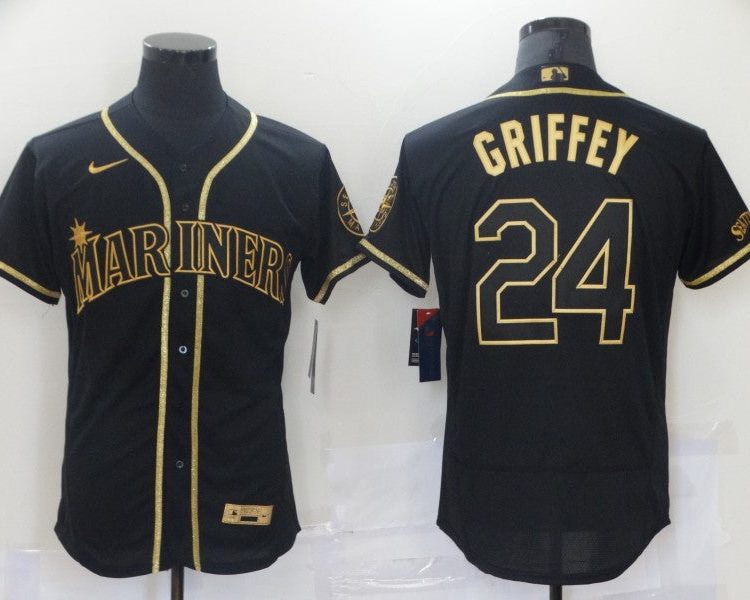 Men's Seattle Mariners Ken Griffey Jr. #24 Black Authentic Baseball Jersey