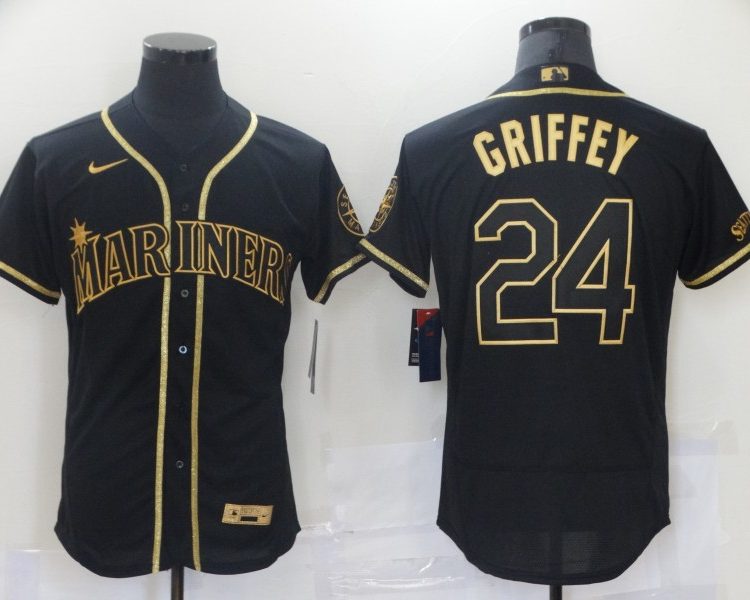 Men's Seattle Mariners Ken Griffey Jr. #24 Black Authentic Baseball Jersey