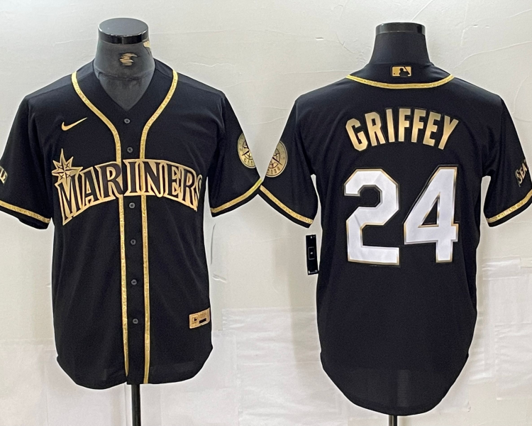 Men's Seattle Mariners Ken Griffey Jr. #24 Black Authentic Jersey