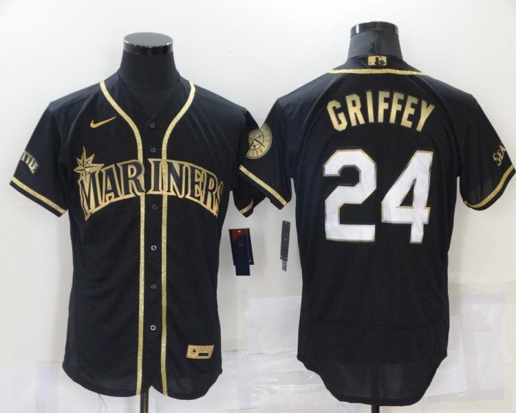 Men's Seattle Mariners Ken Griffey Jr. #24 Black Authentic Jersey