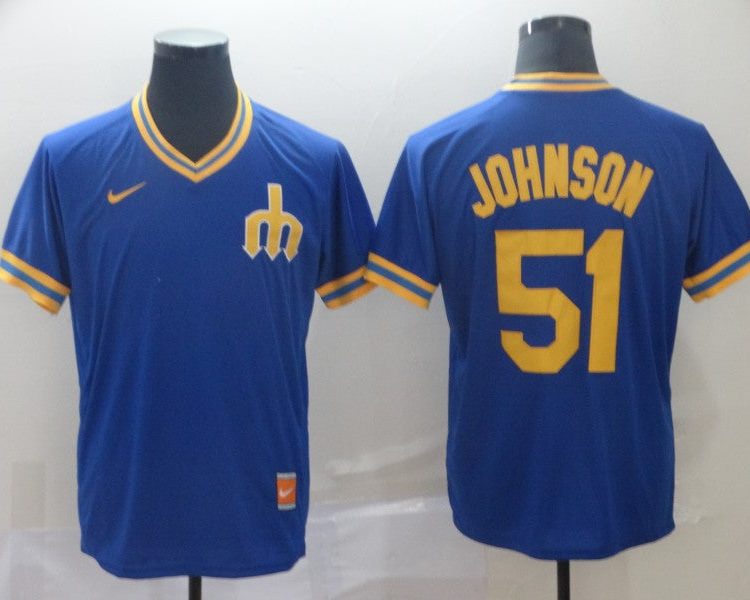 Men's Seattle Mariners Randy Johnson #51 Blue Baseball Jersey