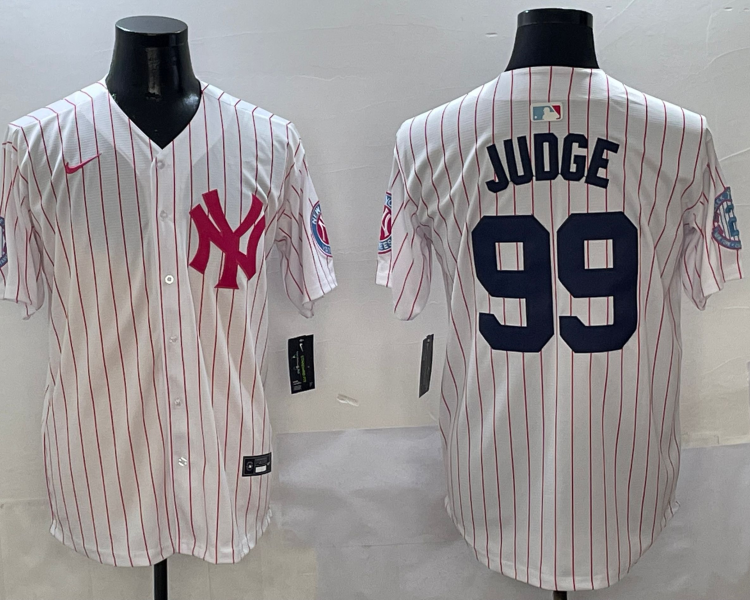 Men's New York Yankees Aaron Judge #99 White Team Jersey