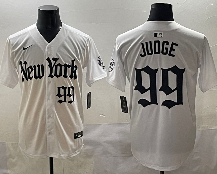 Men's New York Yankees Aaron Judge #99 White Team Jersey