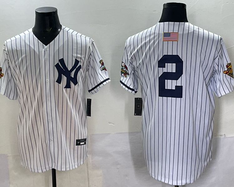 Men's New York Yankees Derek Jeter #2 White Alternate Jersey