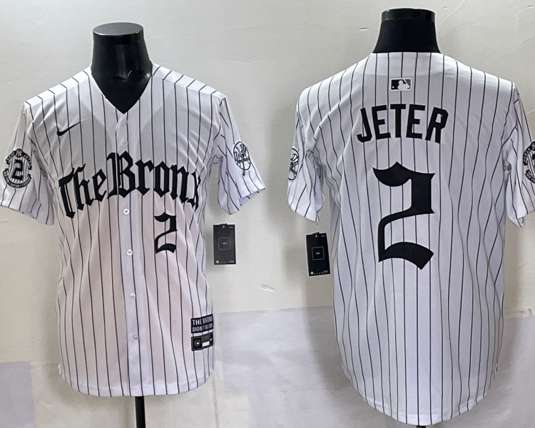 Men's New York Yankees Derek Jeter #2 White Alternate Jersey