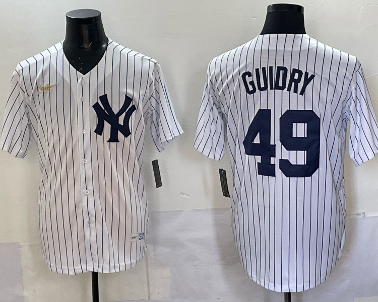 Men's New York Yankees Dominic Guidry #49 White Jersey