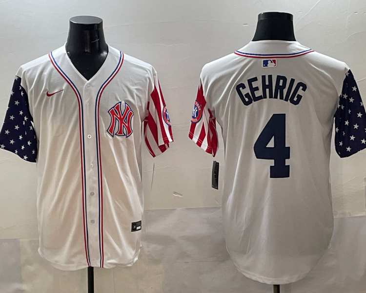 Men's New York Yankees Lou Gehrig #4 White Team Jersey